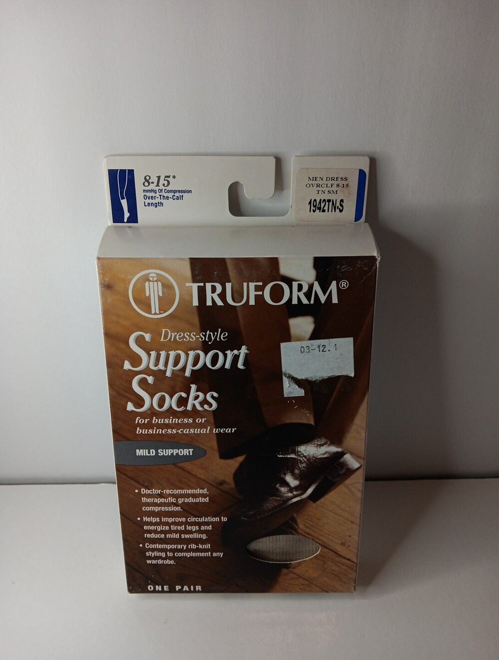 Truform Men's Socks Knee High Dress Style: 8-15 mmHg S TAN (1942TN-S)